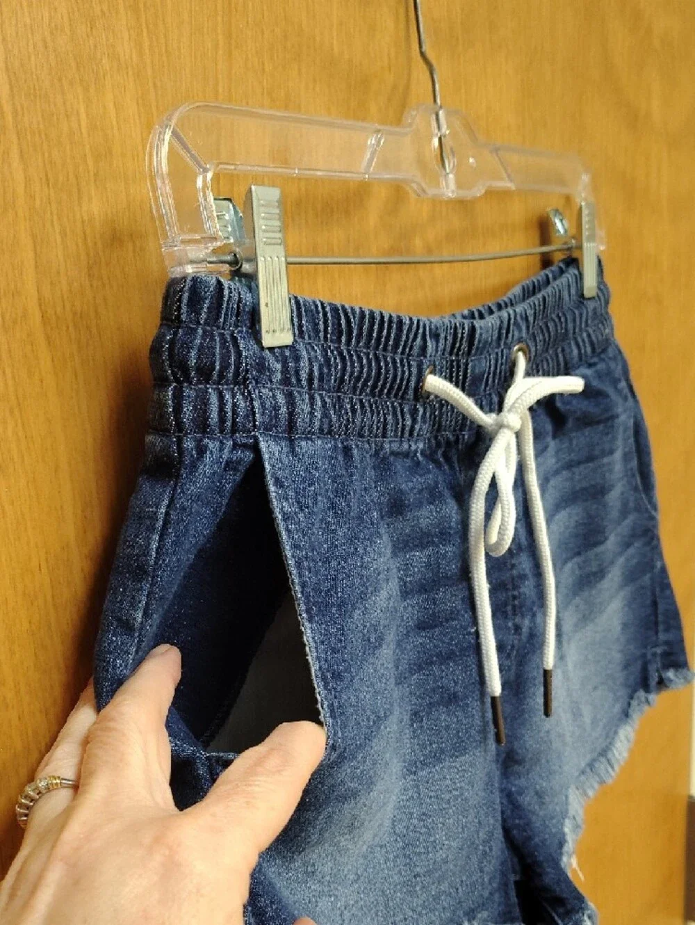Kendall & Kylie The Jogger Short Denim Drawstring Frayed Shorts